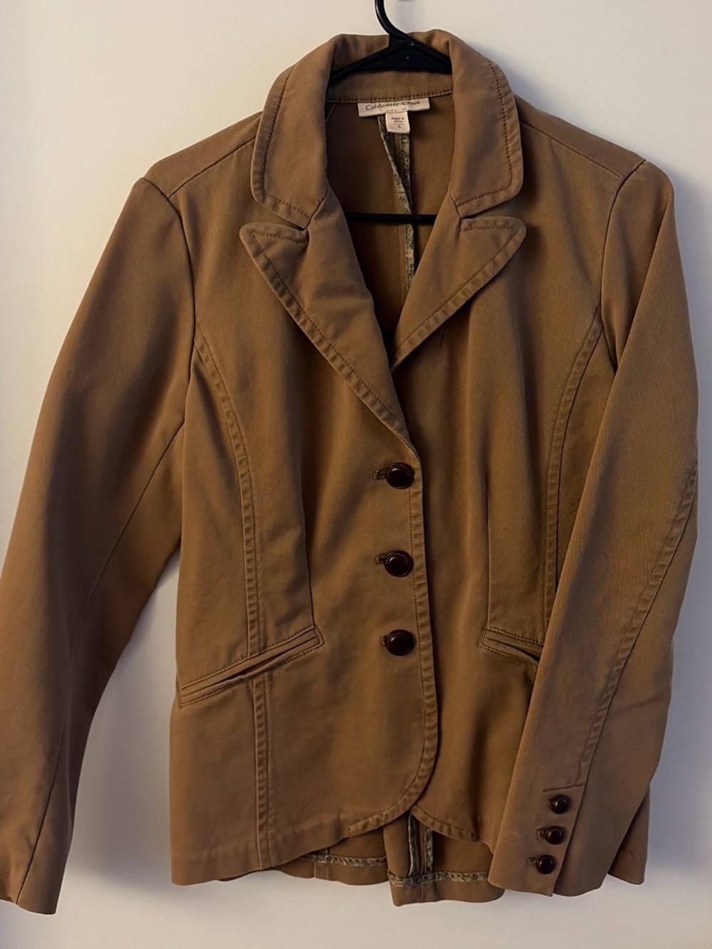 Women's Tan Cotton-Blend Blazer Jacket